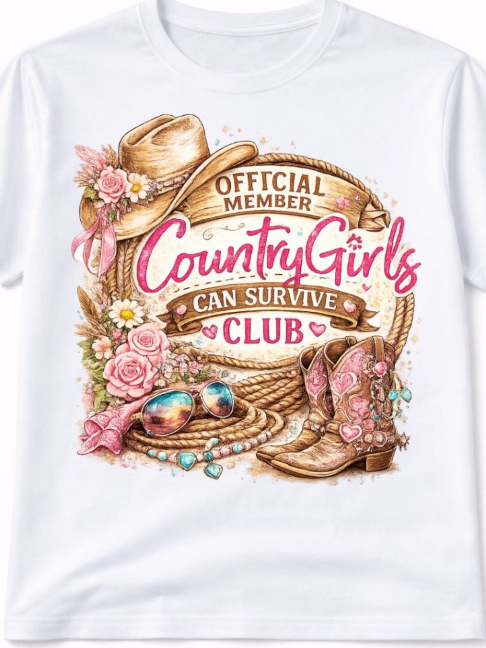 Country Girls Club Western Graphic T Shirt Trendy Boutique Style Tee Women White